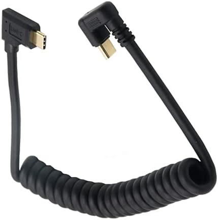 Qaoquda USB C Coiled U Shaped Cable, 180 Degree USB 3.1 Type C Male to Male Spring Spiral Cable, 3A 10Gbps Fast Charging and Data Extension Cable,...