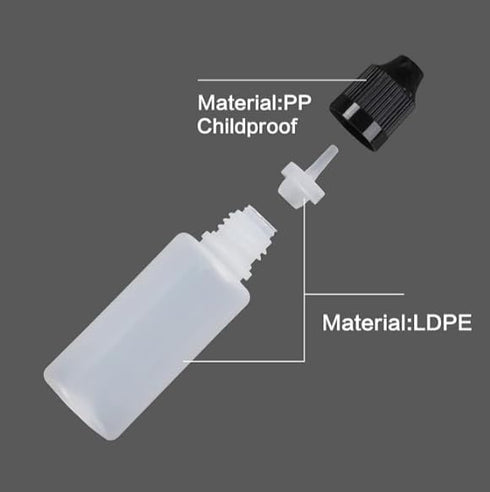 1/2 oz (15ml) LDPE Plastic Thin Tip Dropper Bottles, Small Empty Squeeze Dropper Bottles - Solvents, Essential Oils, Eye drops, Saline, Arts and C...