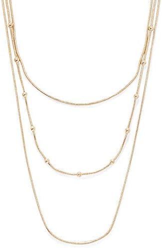 COLORFUL BLING Dainty Gold Chain Beads Statement Necklace Multi-Strand Waterfall Strand Long Chains Strand Necklace for Women Girls Jewelry...