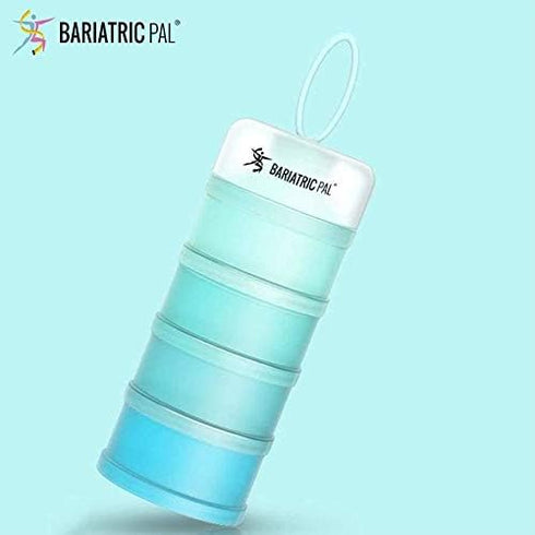 BariatricPal 4 Compartment Detachable, Stackable, and Portion Controlled Food & Powder Storage Containers (Blue-Teal)...