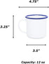 Crow Canyon Home Enamelware Mug, 12 ounce, Vintage White/Blue (Single)...