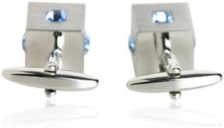 Blue Crystal Cufflinks with Presentation Gift Box 3d Cuff Links for Wedding Groomsmen Ushers...