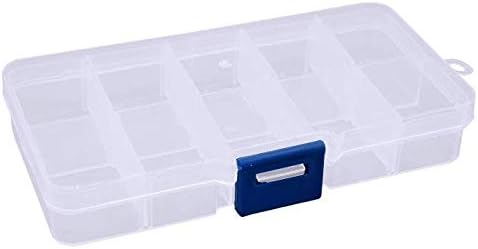 2 Pcs Clear Plastic Compartment Storage Box with Adjustable Divider Removable Grid Compartment for Crafts, Bead, Fishing Tackle Storage...