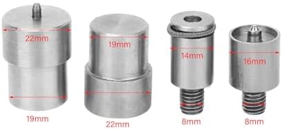 Snap Buttons Dies Set, Pack of 4 Stainless Steel Pressing Machine Button Die Replacement Kits for 651633/831 Buttons, Suitable for 12mm 15mm 21.5m...