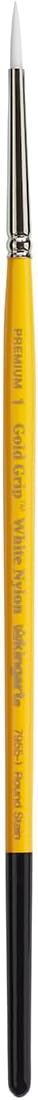 KINGART Premium White Nylon 7955-1 Gold Grip Round Stain Artist Brushes, Acrylic & All Media, Use on Fabric, Ceramics, Glass, Wood & More, Size 1...