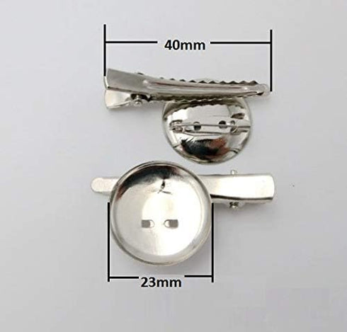 DIY Brooch,Jewelry Making Accessories 30pcs Silver Round Dual Brooch with Safe Lock pin and Hair Clip (23mm)...