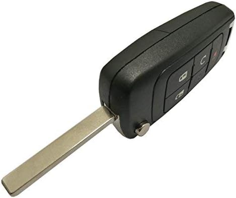 Key Fob Case Shell Fit for GMC Chevrolet Chevy Equinox Sonic Trax Terrain 4 Buttons Replacement Flip Folding Smart Car Key Fob Cover with Uncut Bl...
