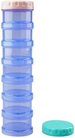 7 Day Pill Organizer Case Stackable Weekly Supplements Vitamins Pills Dispenser Holder Translucent Blue with Extra Lid...