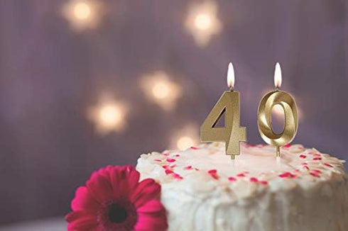 Bailym 40th Birthday Candles,Gold Number 40 Cake Topper for Birthday Decorations Party Decoration...