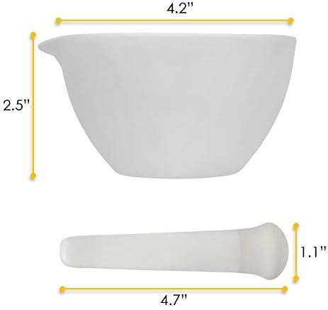 EISCO Porcelain Mortar & Pestle Set, 5oz (150ml) - Unglazed Grinding Surface - Excellent for Kitchen or Laboratory - Grinds Powdered Chemicals, He...