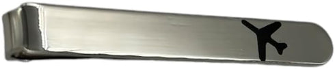 Silver Airplane Tie Bar Pilot Tie Clip Airlines Plane Flying Pilot - 50mm...