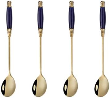 Iced Tea Spoons set, Ice Cream Spoon, Creative Ceramic Handles Cocktail Stirring Spoons, Premium Food Grade Stainless Steel(Pack of 4)...