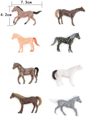 Animal Assorted Mini Plastic Figures Toy Set, Educational Party Cake Topper, Goody Bag Filler (8pcs horse)...