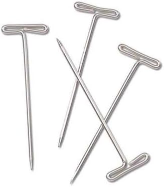 SUS304 Real Stainless Steel Wig T-Pins for Knit & Lace Wet Blocking Modelling and Crafts, 1-3/4 inch 100 Pieces with PVC Box...