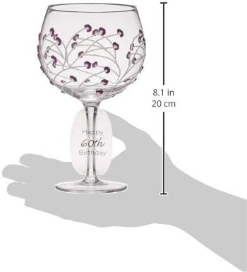 Pavilion Gift Company Pavilion-Purple Sprout-24 Oz Wine Removable Happy 60th Bir Hand Decorated Glass, 24 oz...