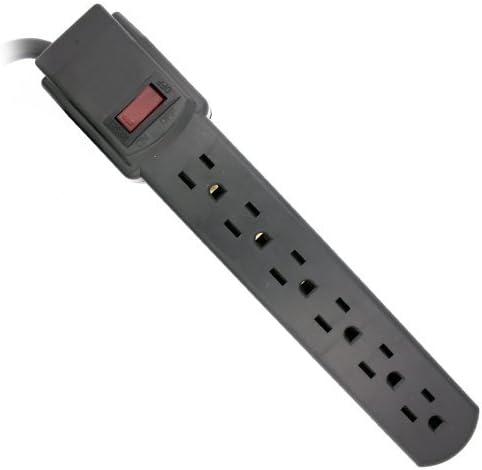 Topzone 1 Feet 6 Outlets Built-in Safety Circuit Breaker Angle Plug AC Wall Power Strip UL Listed (Black)...