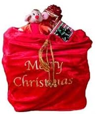 ARAD Large Velvet Embroidered Merry Christmas Santa Present Sack...