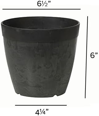 Dolce Round Planter, Black, 6"...