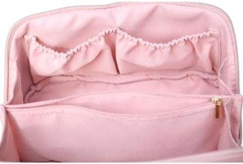 Large Capacity Beauty Bag, Travel Design, Waterproof Fabric Cosmetic bag, Open Flat Beauty Bag, Durable Fixed Divider and Double-Stitched Handle (...
