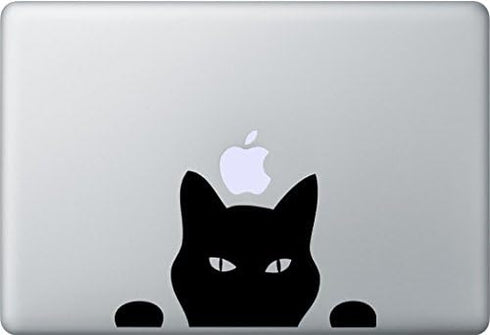 Cat Peeking Decal Vinyl Sticker|Cars Trucks Vans Walls Laptop|Black|5.5 x 3.3 in|CCI365...