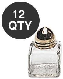 Mini Salt & Peppper Shakers Shaker, Cube Shape, Polished Gold Top, Glass Body - 1 Dozen...