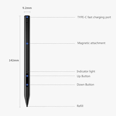 Stylus Pen Tilt Pen, MPP2.0 Tilt Active Pen Rechargeable Laptop Digital Stylus Pencil with 4096 Pressure Sensitivity, for HP X360 Spectre X360 Env...