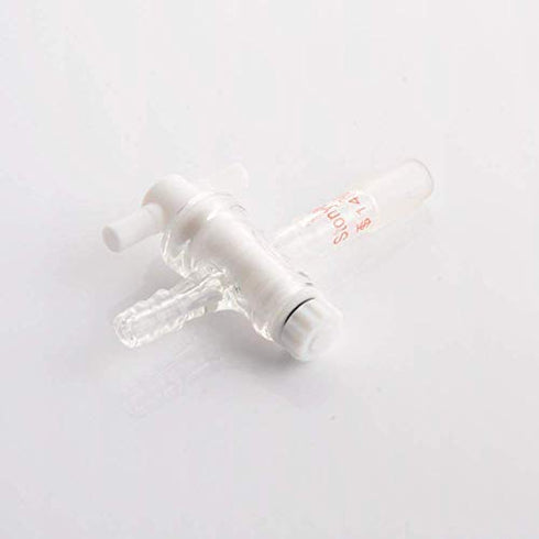 StonyLab Vacuum Flow Control Adapter with PTFE Stopcock, 14/20 Joint and Straight Hose Connection for Lab Supply...