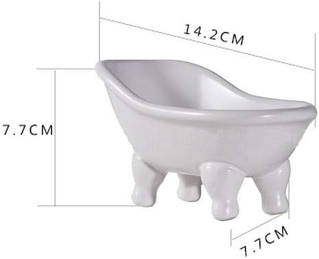 Ceramic White Clawfoot Bathtub Bar Soap Dish for Bathroom Shower Decorative Soap Dish Sponge Holder Shower Bar Soap Tray Container for Bathroom, K...