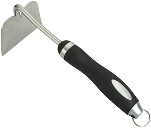 Edward Tools Hand Hoe Garden Tool - Heavy Duty Stainless Steel with Polished Blade - Bendproof Design for Heavier Soil - Ergonomic Rubber Handle -...
