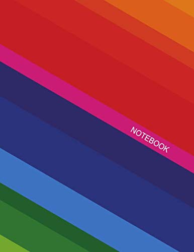 Notebook: Retro Diagonal Rainbow - Large 8.5 x 11 - College Ruled 110 Pages...