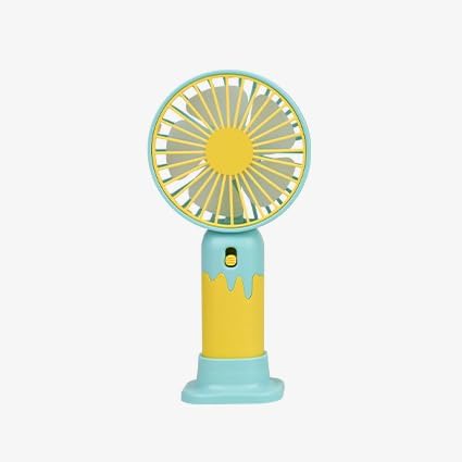 New Cartoon Fruit Handheld Fan USB Charging 2-speed Wind with base Portable Fan Summer Fan Gift fan (yellow)...