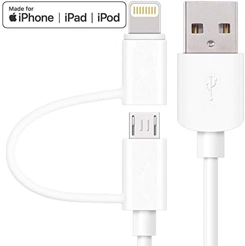 Apple MFi Certified 2 in 1 iPhone Charger Lightning Cable and Micro USB to USB Charger Cord, Compatible iPhone X, 8, 8 Plus,7 Plus, Android Data C...