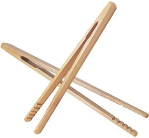 2 Pack 7 Inch Bamboo Kitchen Tongs for Toast Tea Bread Pickle Cooking...