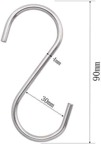 10-Pack S Shaped Hooks Heavy-Duty Genuine Solid Polished Stainless Steel Hanging Hooks,Kitchen Spoon Pot Hanging Hooks Hangers Clothes Storage Rac...