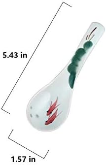 Ceramic Soup Spoons set, Chinese Style Glaze Porcelain Rice Spoons, Asian Tableware spoons Set of 4 (Dark green)...