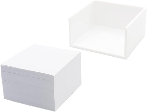 White Non Sticky Notes 3 x 3 Inch Note Memo Pads Blank Loose Paper with Acrylic White Stick Note Holder for Office, Home, School Supply (500 Sheet...
