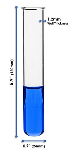 EISCO 16PK Test Tubes, 50ml - Borosilicate 3.3 Glass - 1.2mm Thick Walls, Beaded Rim - Superior Heat & Chemical Durability - 5.9" Tall, 1" Diamete...