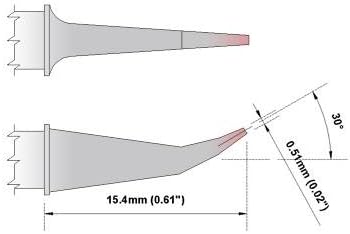 Thermaltronics PM60MD575 Hook Long 30deg Fine 0.51mm (0.02in) interchangeable for Metcal STP-DRH05...