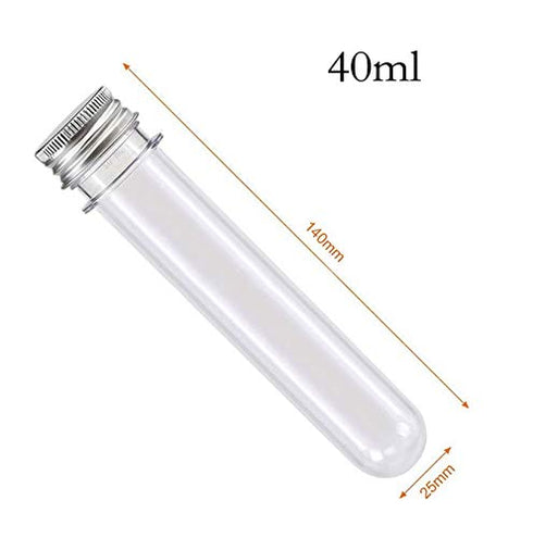 10 Pack 40ml Clear Plastic Test Tubes with Screw Caps Multi- Purpose Plastic Vials Containers for Scientific Experiments, Party, Decorate The Hous...