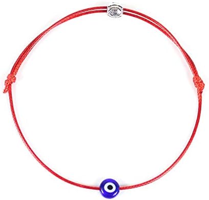 HUNO 6Pcs/Set Evil Eye Ankle Bracelet Lucky Amulet Blue Eye Waterproof String Anklets for Women Kabbalah Protection Jewelry-A...
