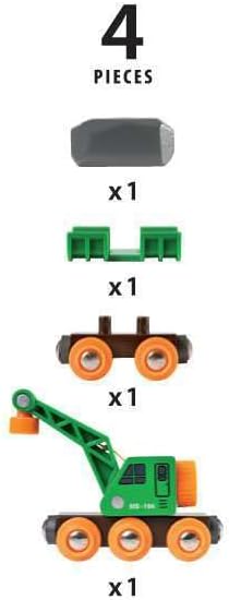 BRIO World 33698 - Clever Crane Wagon Set - 4 Piece Wooden Toy Train Set for Kids | Imaginative Play | Compatibility with Other Sets | FSC-Certifi...