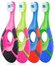 Farber Baby | Toddler Toothbrush (4 Pack) - Extra Soft Bristles, BPA Free, Soothing Teething Nub Ring Handle, 0-2 Years (Color Variety)...
