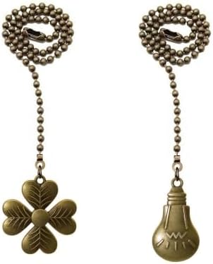 Ceiling Fan Pull Chain Set, 2 Pcs Bulb and four-leaf Pattern Pull Chain Extension Fan Pull Chain Pendant 12 Inch Ceiling Fan Chain Extender? with ...
