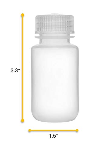 EISCO Reagent Bottle, 60ml - Wide Mouth with Screw Cap - Polypropylene - Translucent...