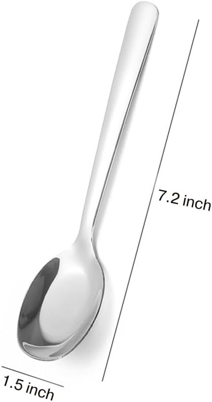 ChenShuo Stainless Steel Flat Bottom Dinner Spoons, korean Spoons with Long Handles, Asian Soup Spoon, Dishwasher Safe, 7.2 Inches, 4 Pack...