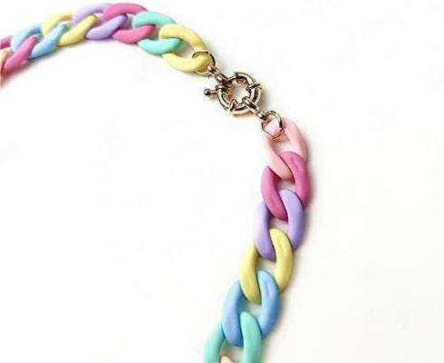 Kercisbeauty Candy Colorful Chunky Chain Acrylic Choker for Women and Girls Cute Punk Rainbow Necklace...