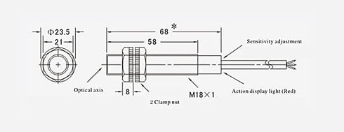 Heyiarbeit M18 Diffuse Photoelectric Switch Sensor Optical E3F-DS30C4 3 Lines NPN 30 cm Adjustable NPN Proximity Switch DC 6-36V...