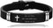 Religious Cross Silicone Sport Bracelet for Men Women Stainless Steel Christian Bible Wristband Bangle Adjustable Bracelet...