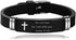 Religious Cross Silicone Sport Bracelet for Men Women Stainless Steel Christian Bible Wristband Bangle Adjustable Bracelet...