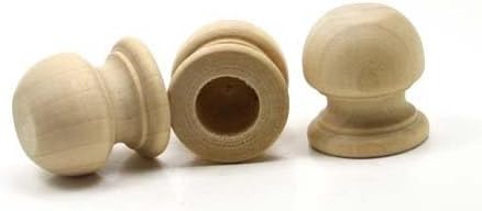 Mylittlewoodshop Pkg of 6 - Finial Dowel Cap - 1-1/16 Tall with 1/2 inch Hole Unfinished Wood (WW-DC8005-6)...